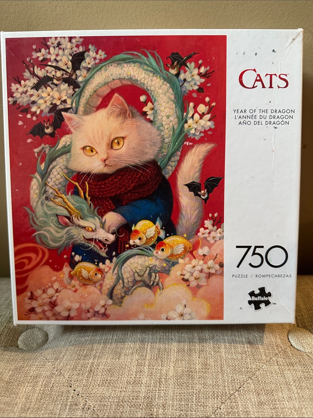 Buffalo David Bitton Cat Puzzle - Red, White, Gold, Blue